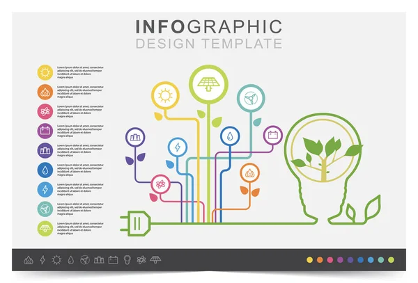 Energieverbrauch Moderne Infografik Vorlage Präsentation Geschäftsinfografik Vorlage Icon Set — Stockvektor