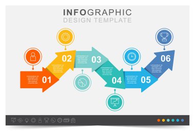 Infographic show iş istatistikleri, finansal unsur, iş veri yönetimi, çalışma planı, simge seti