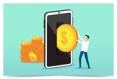 Akıllı telefondan para transferi, çevrimiçi para transferi, alıcı, online bankacılık, tasarruf, para iadesi.