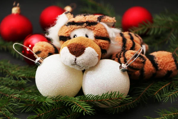 Tigre Como Símbolo 2022 Natal Ano Novo Decorações Festivas Para — Fotografia de Stock
