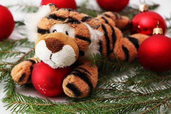 Tigre Como Símbolo 2022 Natal Ano Novo Decorações Festivas Para — Fotografia de Stock