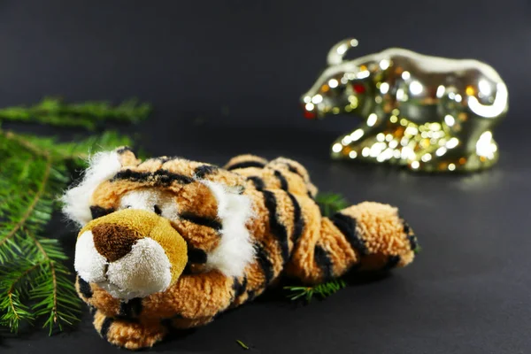 Tigre Como Símbolo 2022 Natal Ano Novo Decorações Festivas Para — Fotografia de Stock