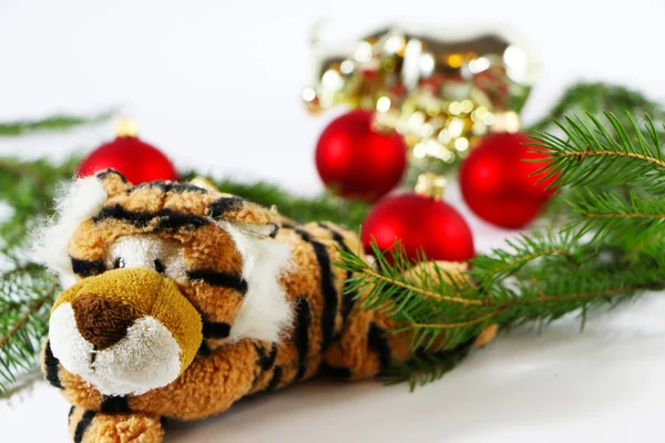 Tigre Como Símbolo 2022 Natal Ano Novo Decorações Festivas Para — Fotografia de Stock