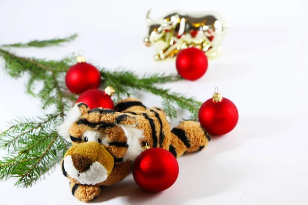 Tigre Como Símbolo 2022 Navidad Año Nuevo Las Decoraciones Fiesta — Foto de Stock