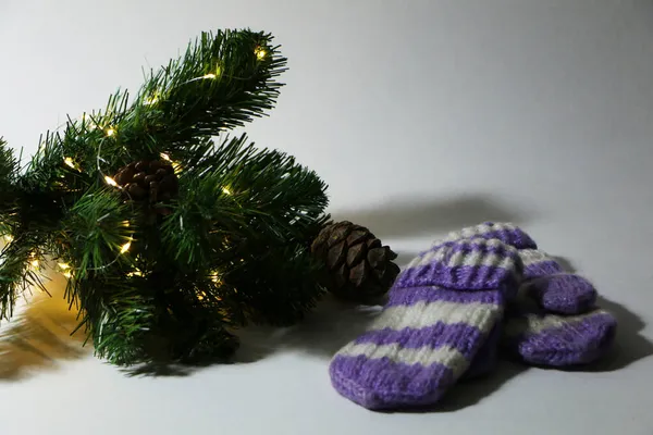 Símbolos Navidad Año Nuevo Sobre Fondo Blanco Tarjeta Año Nuevo — Foto de Stock