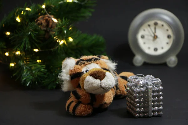 Tigre Como Símbolo 2022 Natal Ano Novo Decorações Festivas Para — Fotografia de Stock