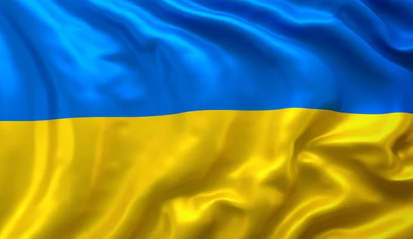 Flaga Ukrainy Wieje Wietrze Pełna Strona Ukraińska Flaga Pływająca — Zdjęcie stockowe