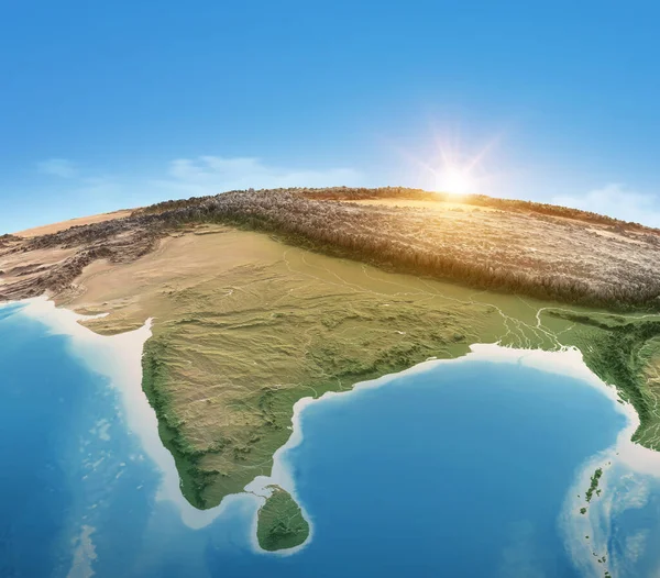 Mappa Fisica Del Pianeta Terra Focalizzata India Asia Meridionale Vista — Foto Stock