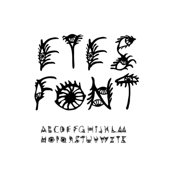 Eyes Font Hand Drawn Letters Using Human Eyes Distorted Original Stock Illustration