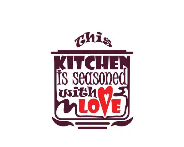 Kitchen Seasoned Love Quote Shape Pot Cute Illustration Royalty Free Stock Vektory