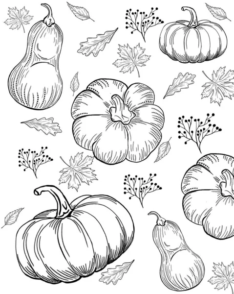 Herbstmuster Mit Zweigen Und Herbstblättern Hochwertige Illustration — Stockfoto