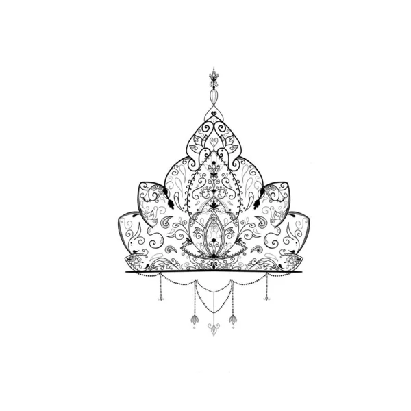 Esboço detalhado de uma mandala, Mehmedi. ornamento bonito, padrão oriental. bela ideia padrão tatuagem — Fotografia de Stock