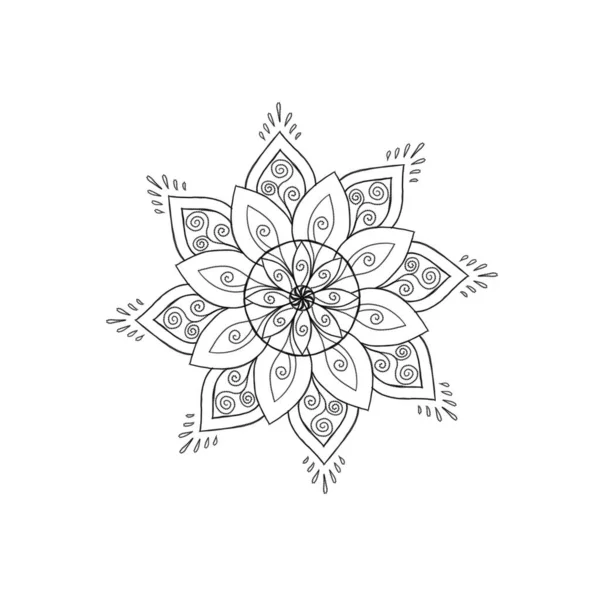 Bir mandala 'nın detaylı çizimi, Mehmedi. Güzel süs, doğuya özgü desen. Güzel desenli dövme. — Stok fotoğraf