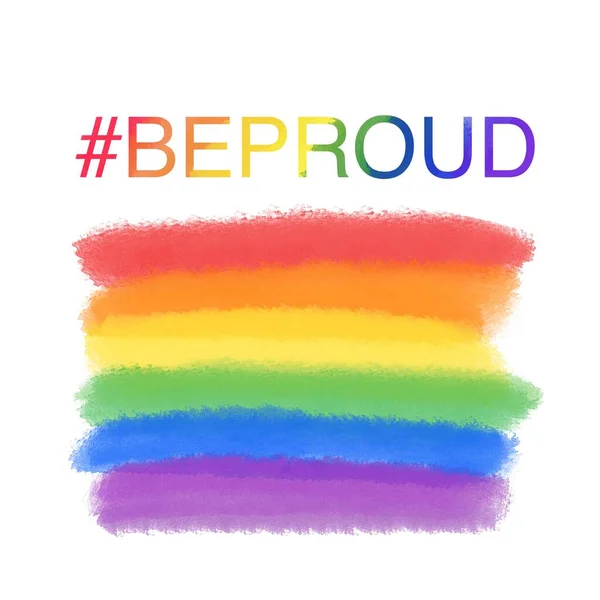 Drapeau de fierté arc-en-ciel LGBT - dessin aquarelle illustration. Droits des lesbiennes, des gays, des bisexuels et des transgenres. — Photo