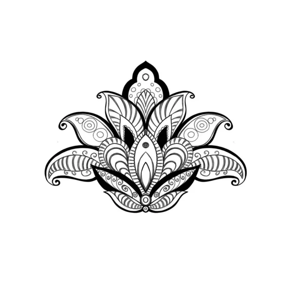 Цветочный Узор Мехнди Лотоса Рисования Хной Татуировки Украшение Этническом Восточном — стоковое фото