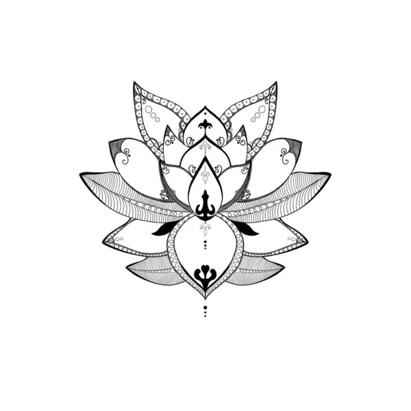 Mehndi lotus flower pattern for henna painting and tattoo. Decoration in ethnic oriental, Indian style.