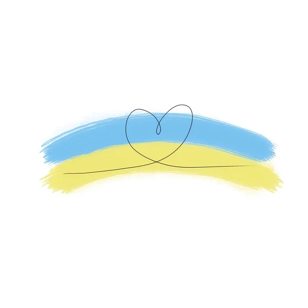 Bandeira amarelo-azul da Ucrânia com um coração. glória para a Ucrânia, — Fotografia de Stock