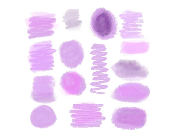 Χρώμα μοντέρνο Πολύ Peri. Χρώμα του έτους 2022. Αδιάβροχες κουκκίδες. Γραφικές σταγόνες μπογιάς χεριών σε χαρτί. Art Rounds Στοιχεία. Ακρυλική μονωμένη υφή στομίων. Τιλ Σέιπς. Πινέλο Splash εγκεφαλικό επεισόδιο. — Φωτογραφία Αρχείου