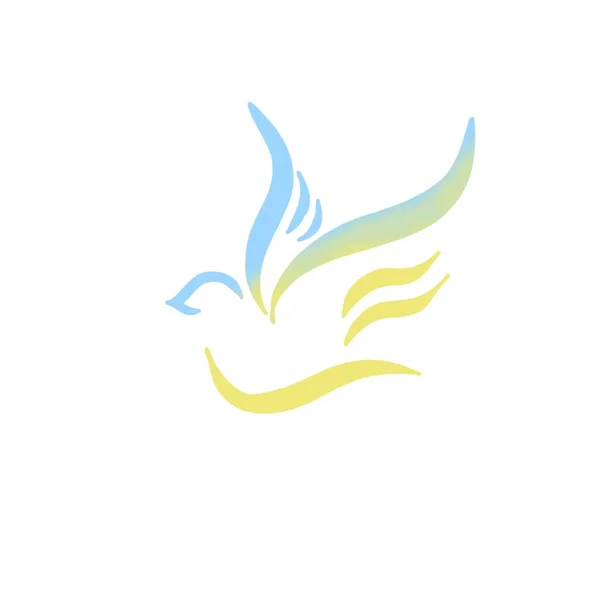 Colombe de paix - priez pour l'Ukraine. drapeau jaune-bleu de l'Ukraine — Photo