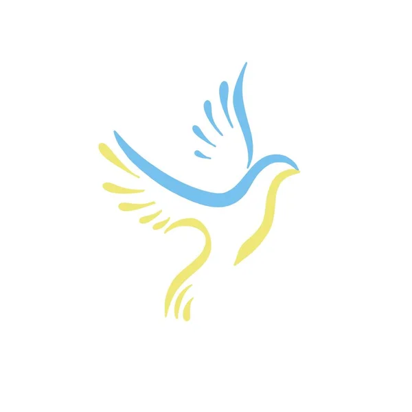 Colombe de la paix icône. Oiseau volant. Concept de paix. symbolisme colombes jaunes - drapeau ukrainien — Photo