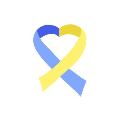 Ukrayna kurdelesi - Ukrayna 'da barış, savaşı durdurun. Ukrayna 'nın sarı-mavi bayrağı. Ukrayna için dua et