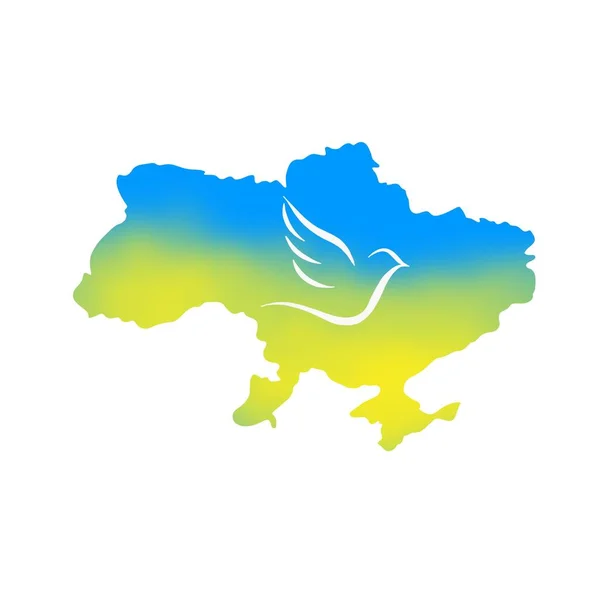 Ukrajnai Sárga Kék Térkép Békegalambok Megállítani Háborút Ukrajnában — Stock Fotó