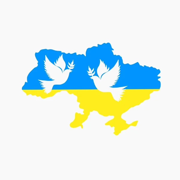 Жовто Синя Мапа Українки Голубів Миру Припиніть Війну Украйні — стокове фото