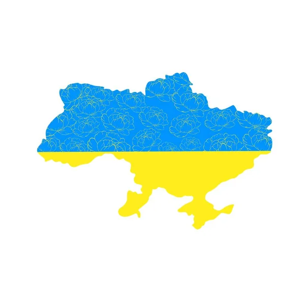 Ukrajnai Sárga Kék Térkép Békegalambok Megállítani Háborút Ukrajnában — Stock Fotó