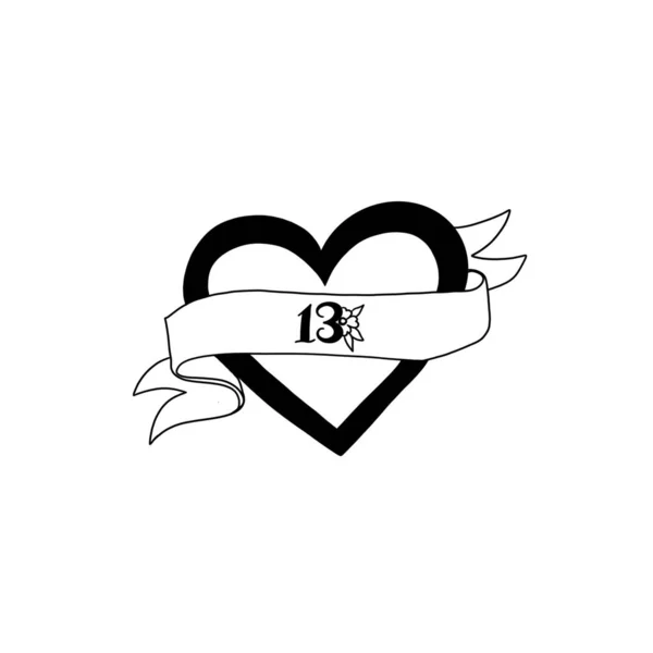 Tattoo Heart Ribbon Word Mom Old School Retro Illustration Idea — Stock Photo, Image