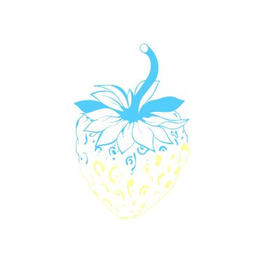 Sarı-mavi çilek Ukrayna bayrağının rengidir. Ukrayna 'nın ulusal sembolü. Meyveli çilek eskizi. Ukrayna 'daki savaşı durdurun.