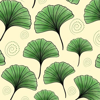 güzel renkli desenli ginkgo biloba yaprakları - parlak çiçek deseni