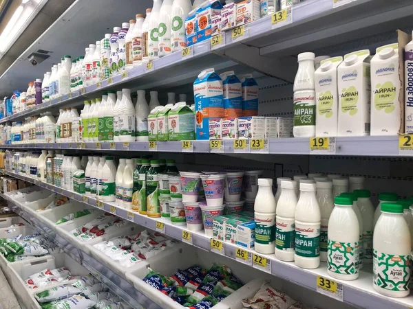 2022 Ukraine Kharkiv Shelf Dairy Products Supermarket — Foto Stock