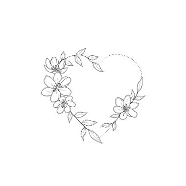 a set of sketches for a patriotic tattoo: flowers and hearts from the colors of the flag of ukraine . Flowers Periwinkle. Hand drawing.