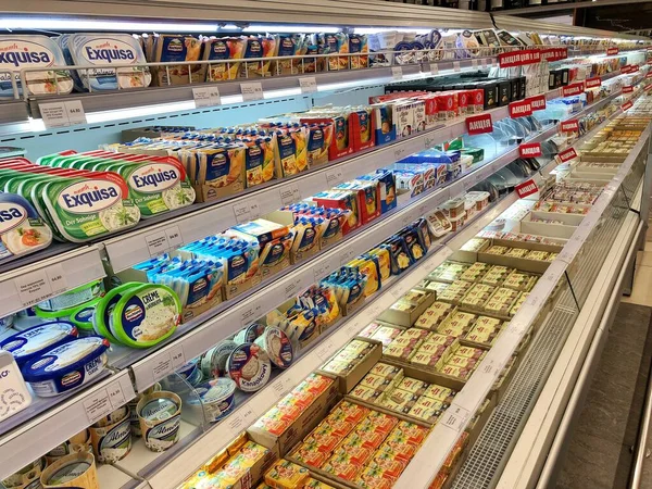 2022 Ukraine Kharkiv Shelf Supermarket Processed Cheese Delicious Processed Soft — Foto Stock