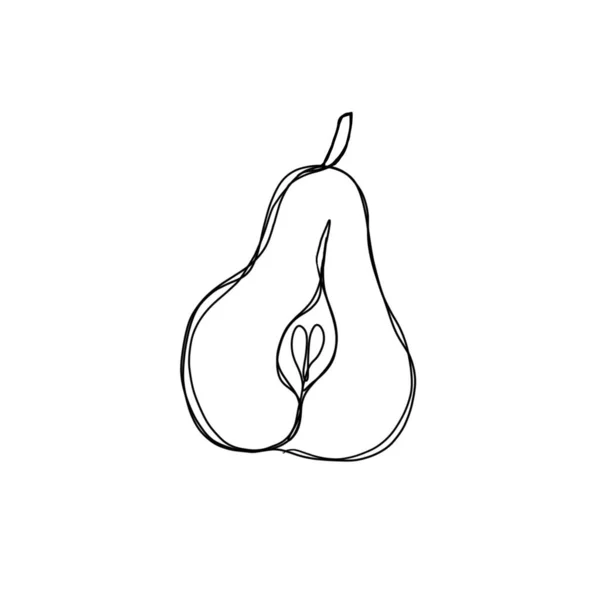 Pear Fruit Continuous Line Art Drawing Style Minimalist Black Line — Stockfoto