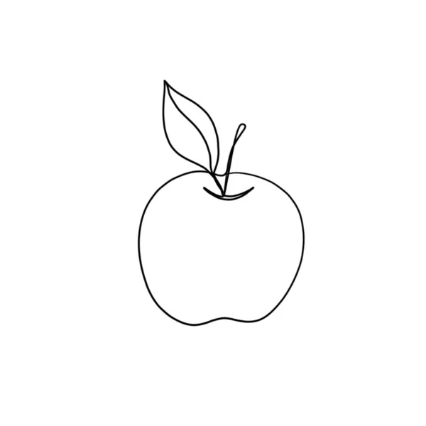 Apple Continuous Line Drawing Black White Minimalistic Linear Illustration Made — Stockfoto