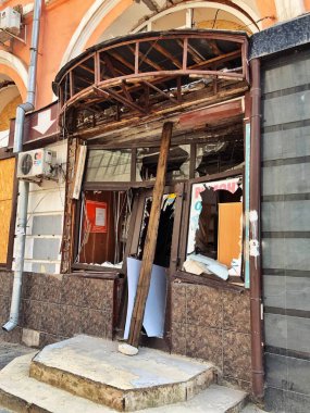 19.08.2022 Ukraine, Kharkiv, destroyed store from missile strikes of the Russian aggressor Russia's war against Ukraine. 
