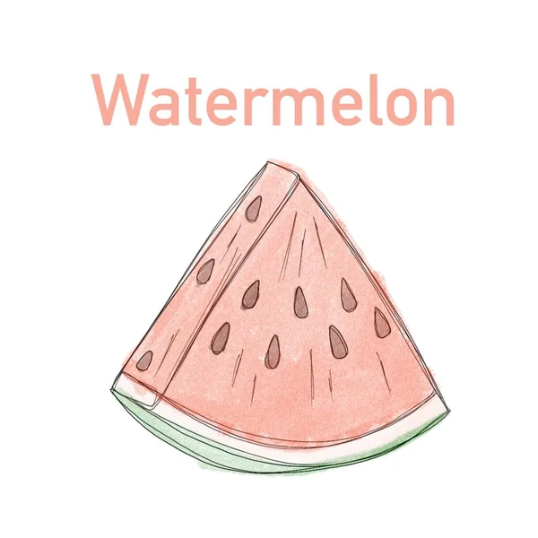 Juicy Sweet Ripe Watermelon Watercolor Drawing High Quality Illustration — Stockfoto