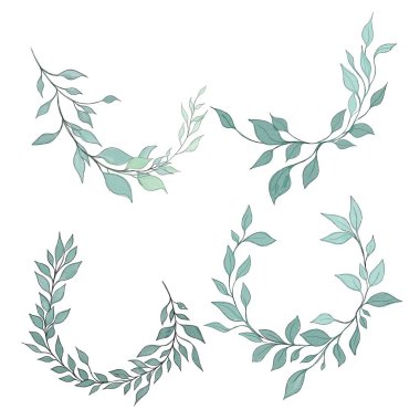 Hand drawn floral frames with flowers, branch and leaves. Elegant logo template. illustration for labels, branding business identity, wedding invitation