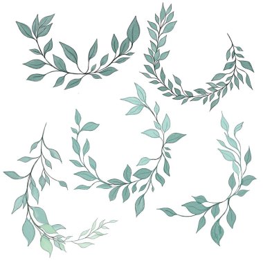 Hand drawn floral frames with flowers, branch and leaves. Elegant logo template. illustration for labels, branding business identity, wedding invitation