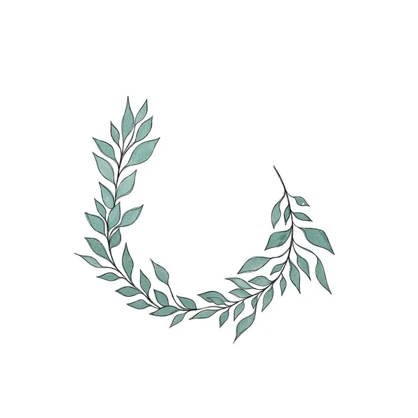 Hand Drawn Floral Frames Flowers Branch Leaves Elegant Logo Template — Stockfoto