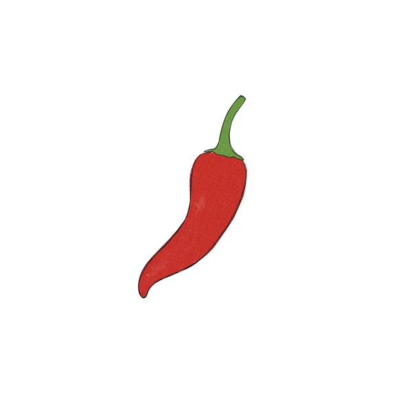 Varm Chili Peppar Frihand Akvarell Ritning — Stockfoto