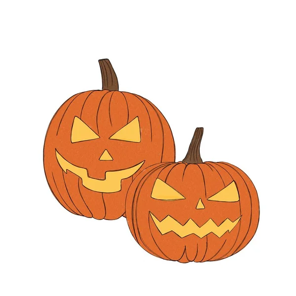 Set pumpkin on white background. Happy Halloween.Orange pumpkin with smile for your design for the holiday Halloween.