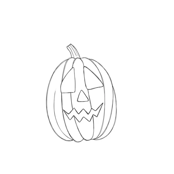 Icône Citrouille Halloween Design Plat Citrouille Effrayant Halloween Avec Sourire — Photo