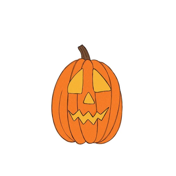 Scary Pumpkin Jack Happy Halloween Freehand Watercolor Illustration — Stock Photo, Image