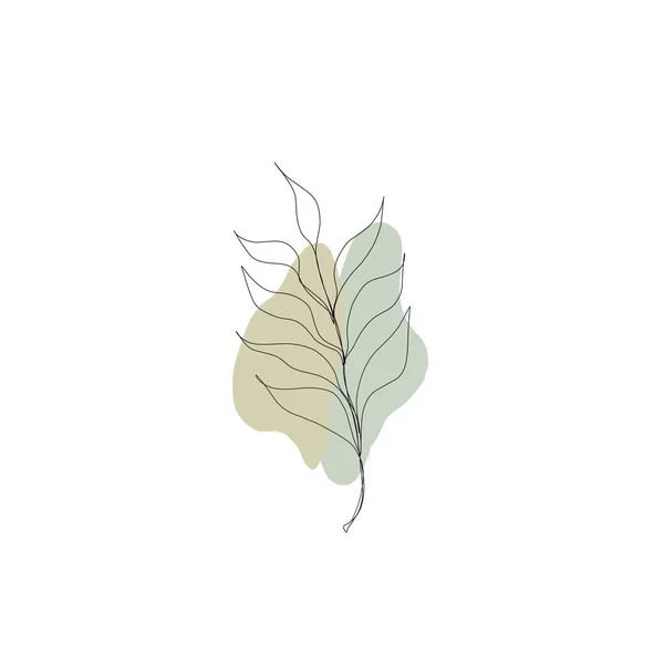미니멀리즘적 선그리기 나뭇잎 식물적 그림은 손으로 것이다 아름다운 아이디어입니다 포스터 — 스톡 사진