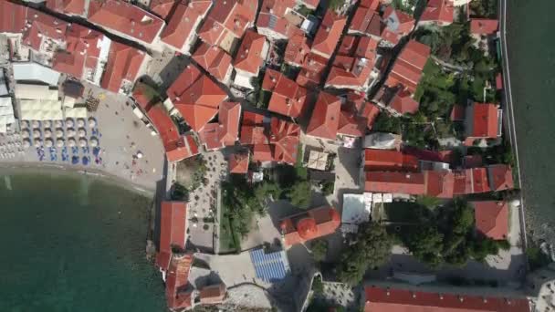 Ciudad Ciudad Vieja Budva Vista Aérea — Vídeo de stock