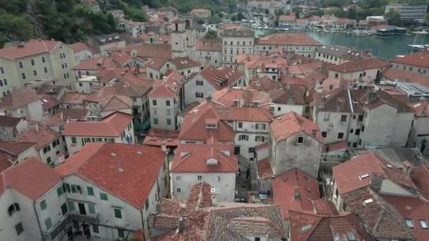 Viajar Antigua Ciudad Kotor Montenegro Vista Aérea — Vídeos de Stock