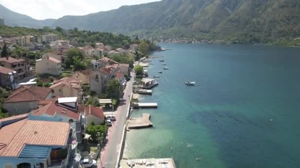 Resor Bankinering Staden Kotor Montenegro Flygbild — Stockvideo