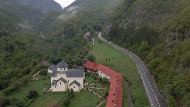 Mosteiro Mosteiro Moraca Montenegro Vista Aérea — Vídeo de Stock